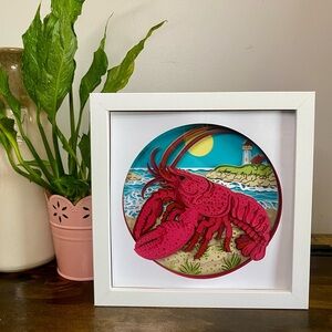 3D Lobster Crayfish Shadowbox